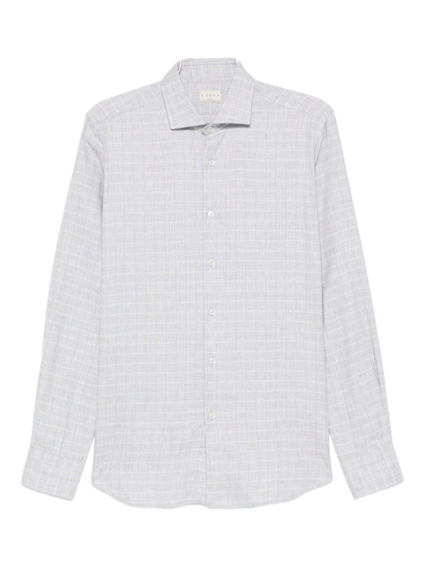 Xacus Subtle Checkered Long-Sleeve Shirt With Classic Collar
