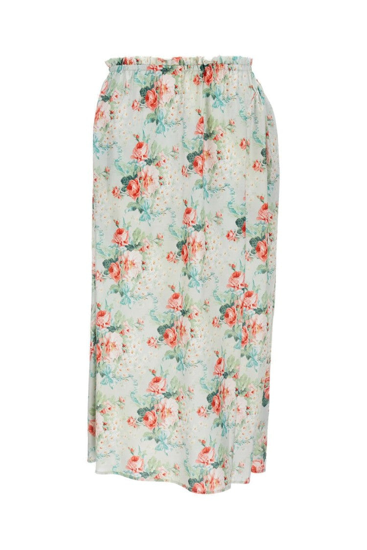 Simone Rocha Floral Print Long Skirt With Elastic Waistband