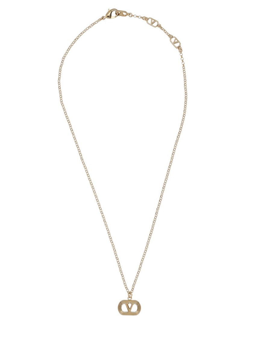 Valentino Garavani Ovalette Polished Bronze Cut-Out Necklace