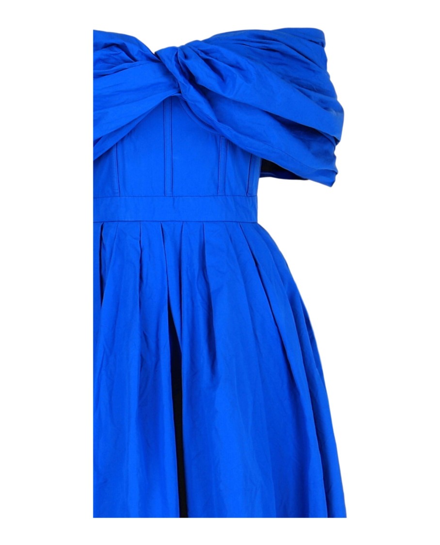 Alexander Mcqueen Draped Off-The-Shoulder Midi Dress