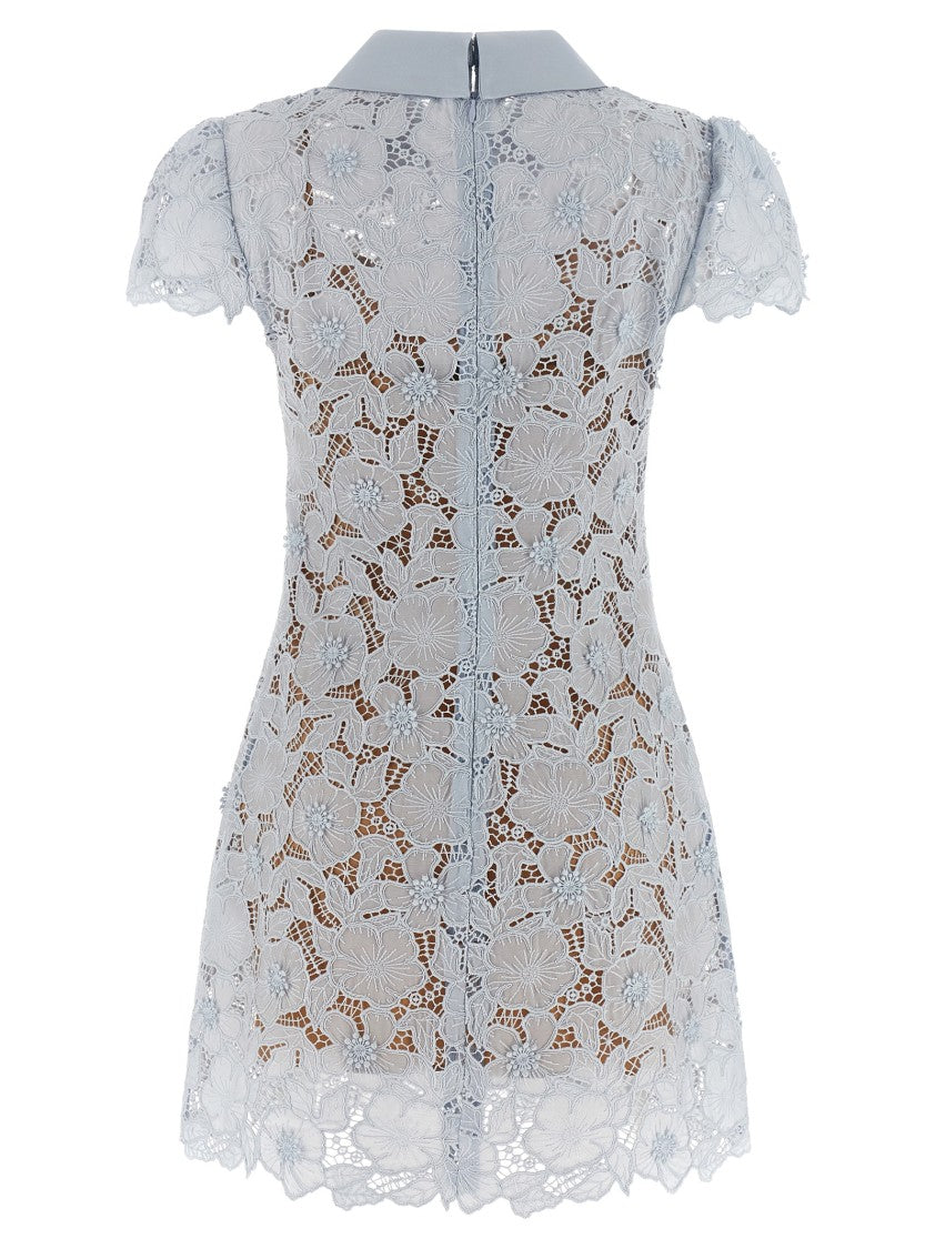 Self-Portrait 'Blue Guipure Lace Mini' Dress