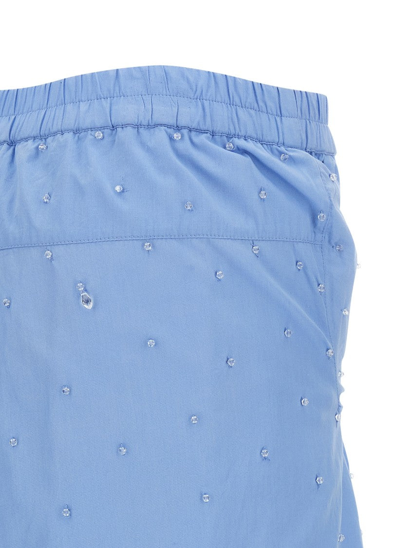 Giuseppe Di Morabito Crystal Appliqué Cotton Poplin Wide Leg Pants