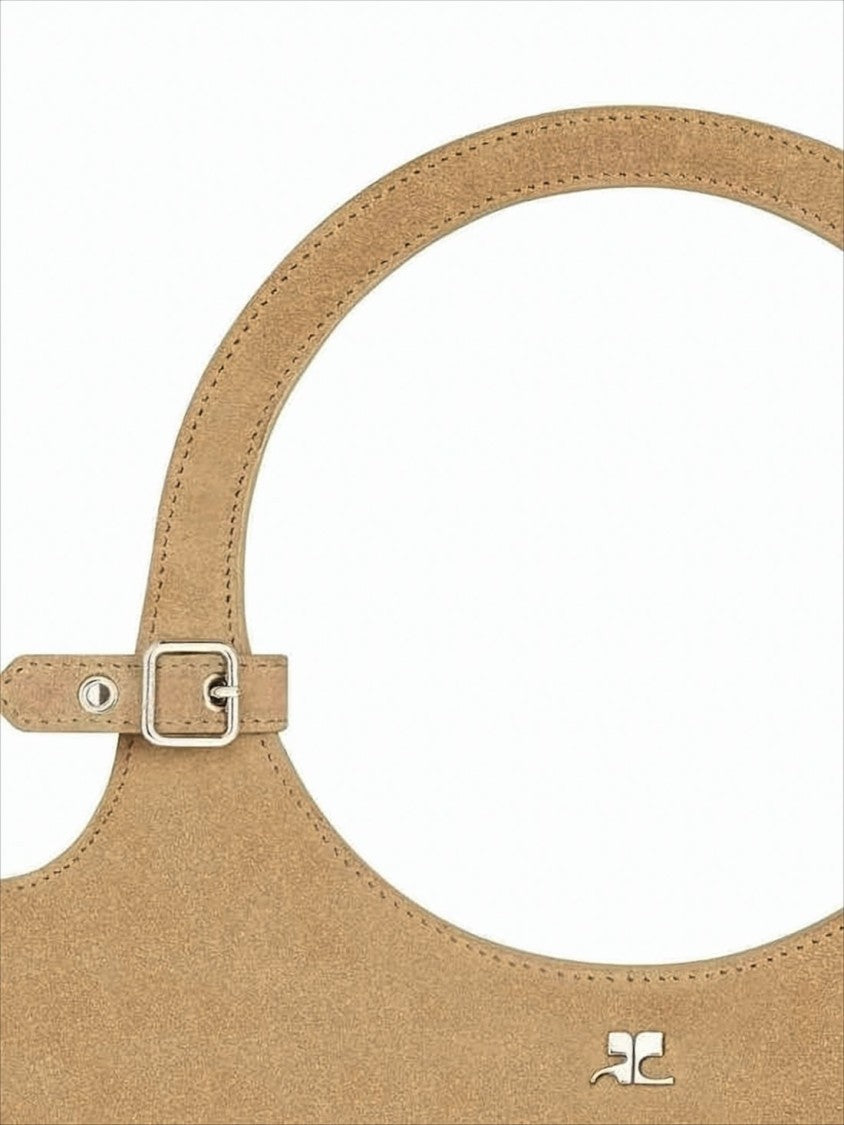 Courrèges Minimalist Brown Tote Bag With Rounded Top Handle