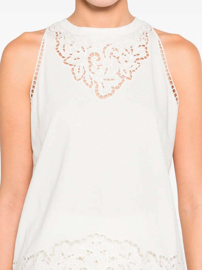 Twin-Set Sleeveless Top With Intricate Lace Cut-Out Detailing