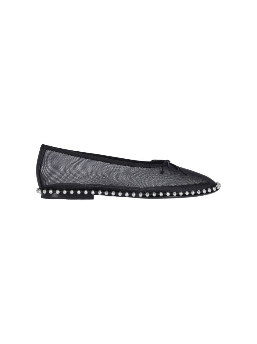 Alexander Wang "Lina" Studded Mesh Ballerinas – Black