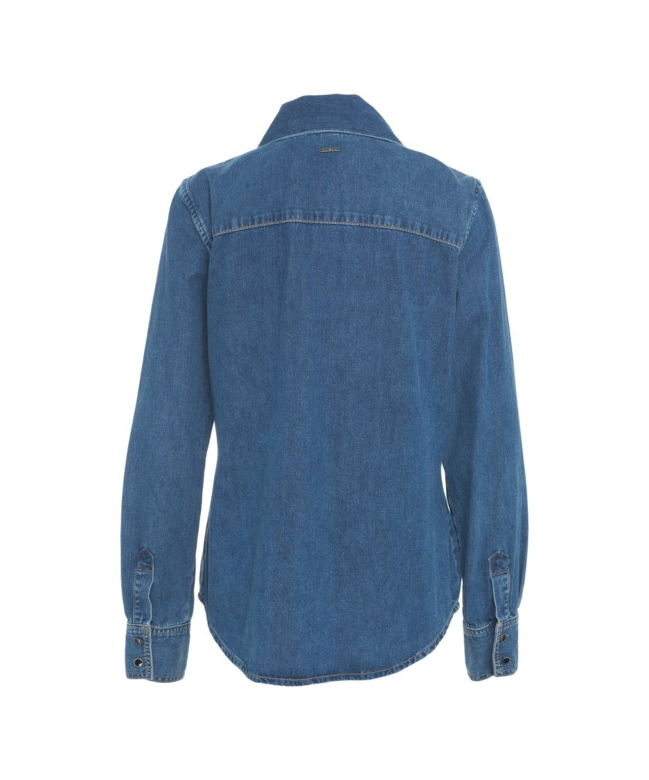 Liu Jo Denim Blouse With Bow Neck