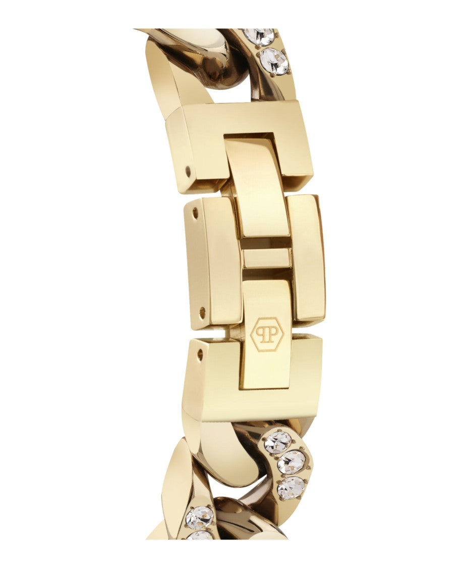 Philipp Plein Hexagonal Crystal-Accent Timepiece With Ip Yellow Gold Finish