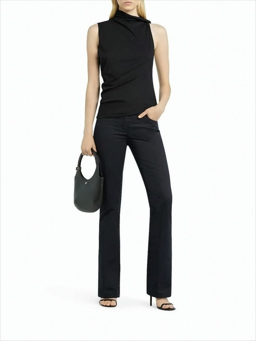 Courrèges High Collar Black Sleeveless Top