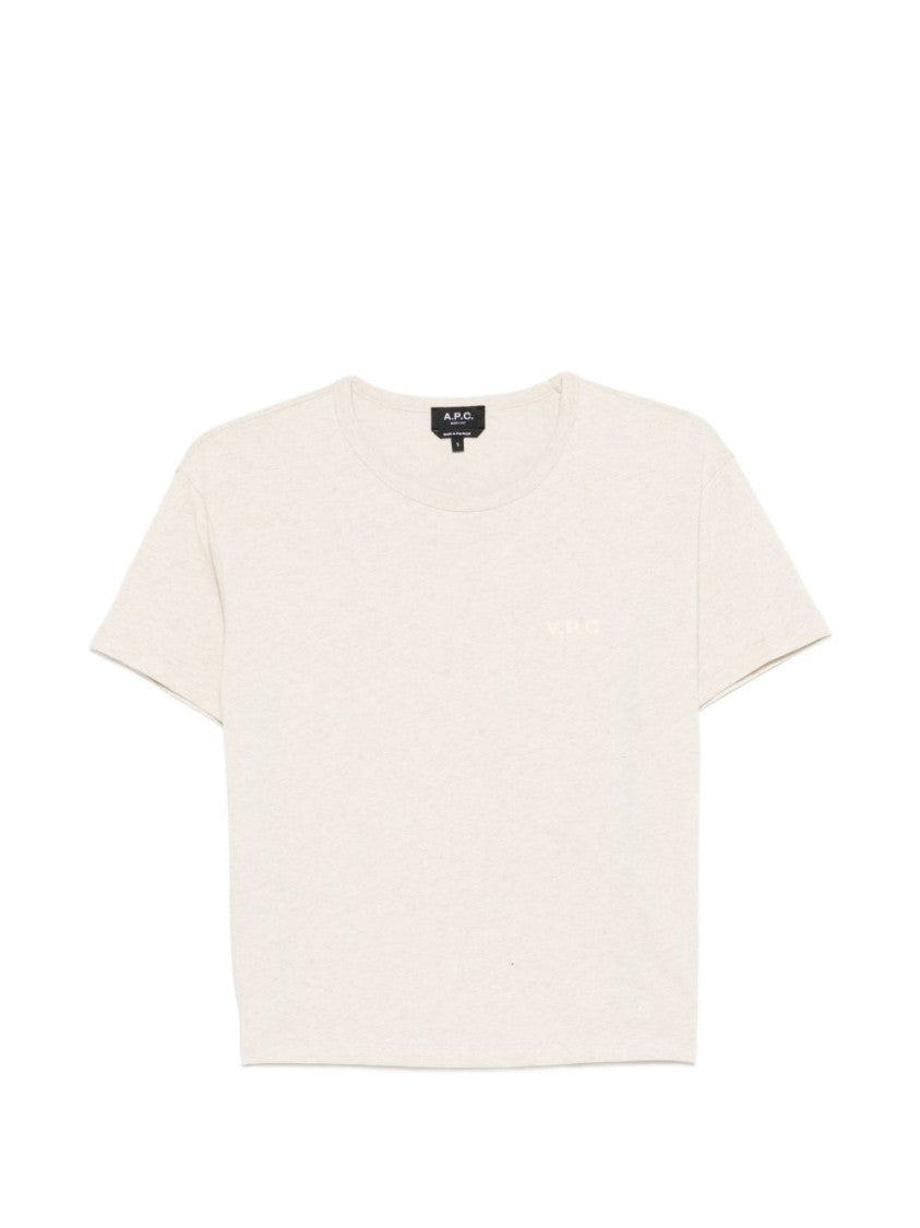 A.P.C. Cropped Off-White T-Shirt With Logo Detail