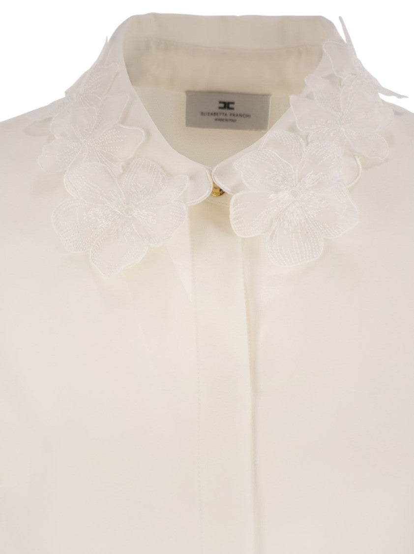 Elisabetta Franchi Georgette Shirt With Floral Embroidery
