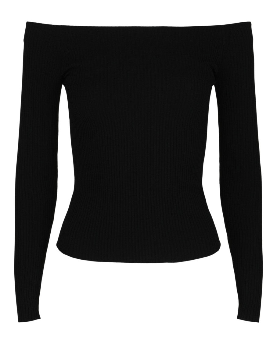 Valentino Off-The-Shoulder Ribbed Knit Sweater