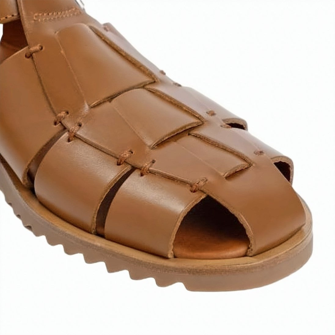 Paraboot Closed-Toe Leather Strapped Sandals With Rubber Sole