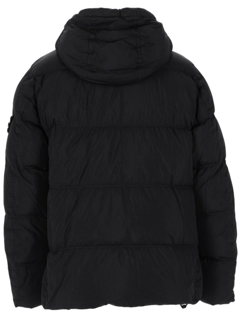 Stone Island Black Padded Crinkle Texture Polyamide Down Jacket