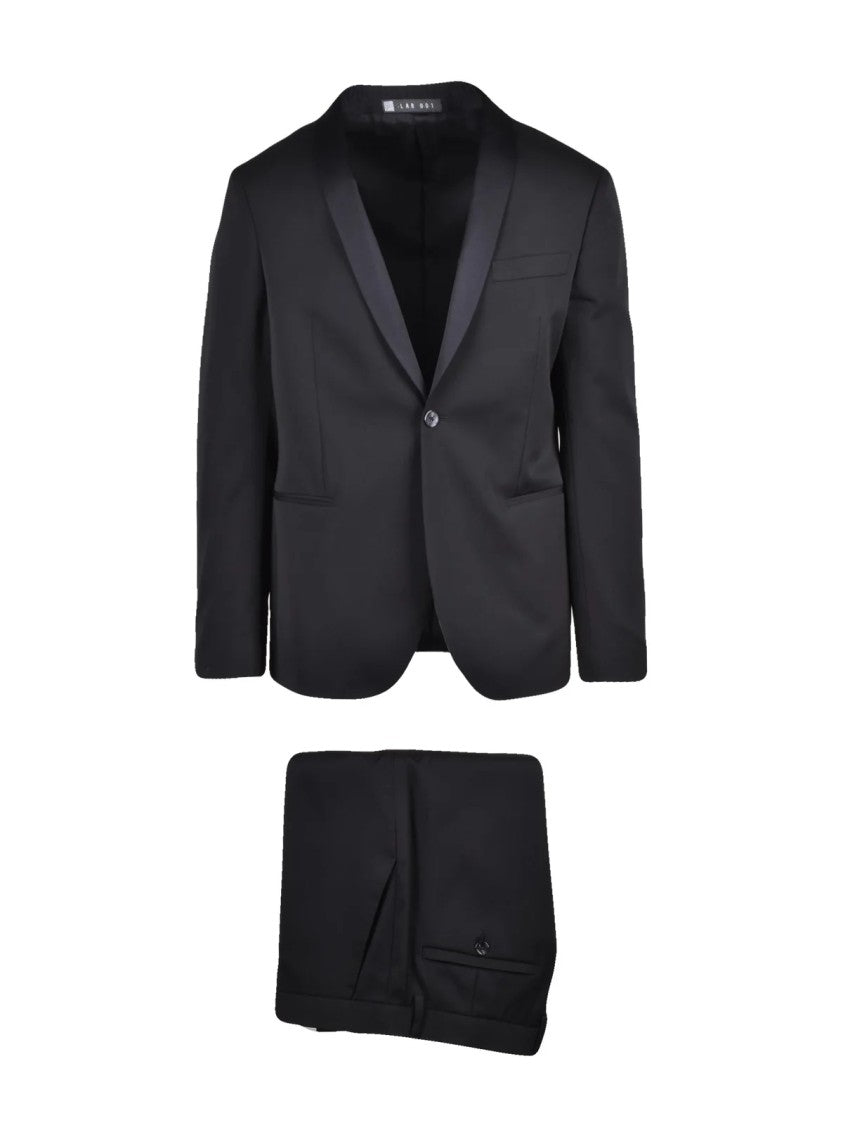 Lab 001 Black Polyester Formal Suit