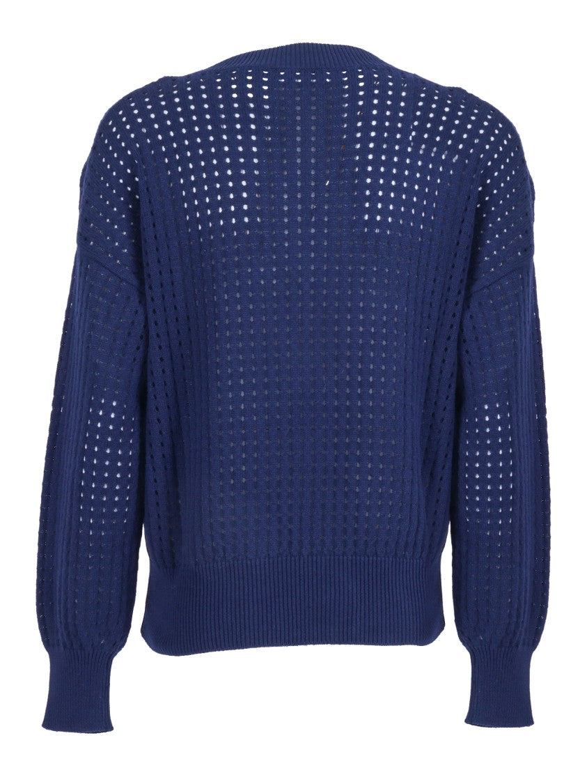 Kangra Cashmere Mesh Knit Cropped V Neck Sweater