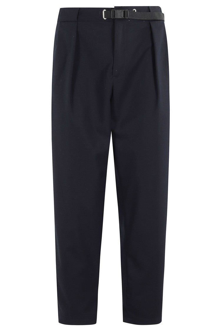 White Sand Blue Straight-Leg Viscose-Cotton Flannel Pants