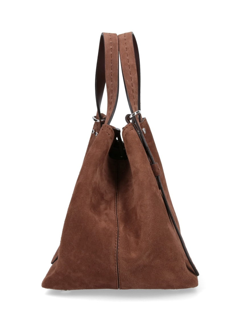 Max Mara Brown Suede Tote Bag With Adjustable Handles