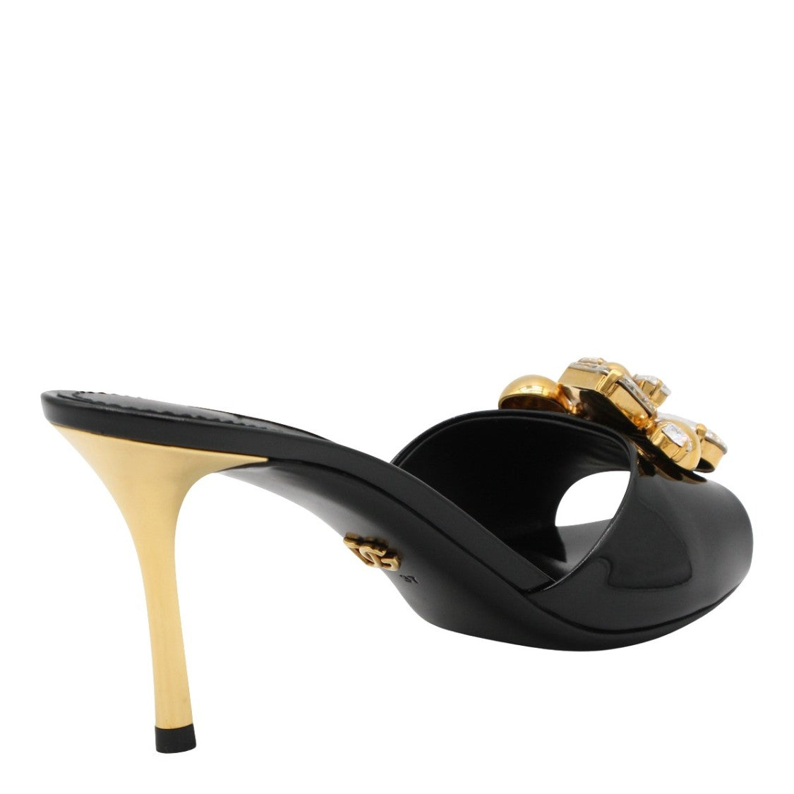 Dolce & Gabbana Open Toe High-Heeled Sandals With Crystal Accents