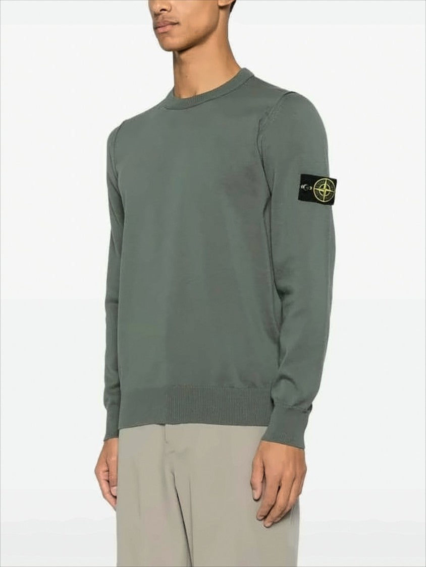 Stone Island Minimalist Green Knit Sweater