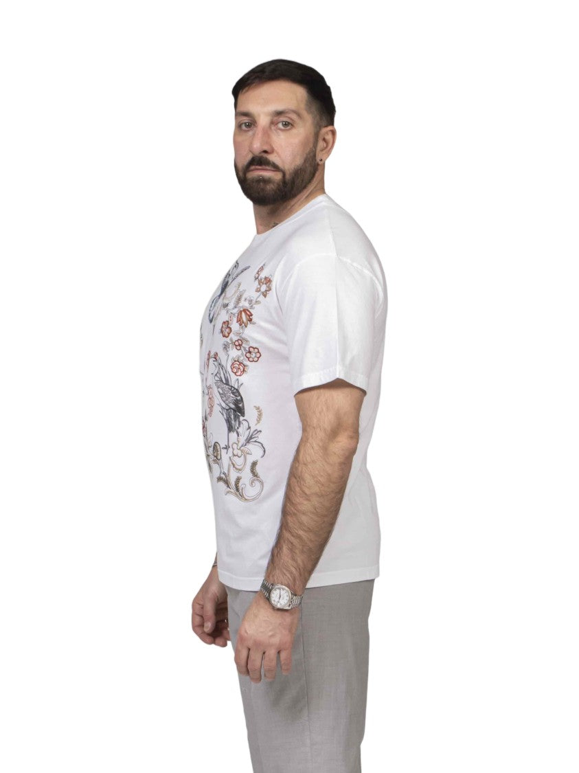 Etro Soho Floral Bird Print Cotton T-Shirt