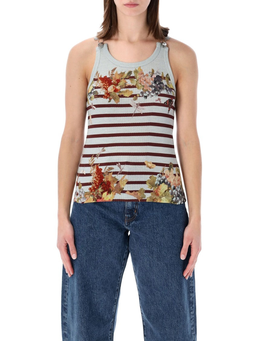 Jean Paul Gaultier Mariniere Grape Spalline Tank Top