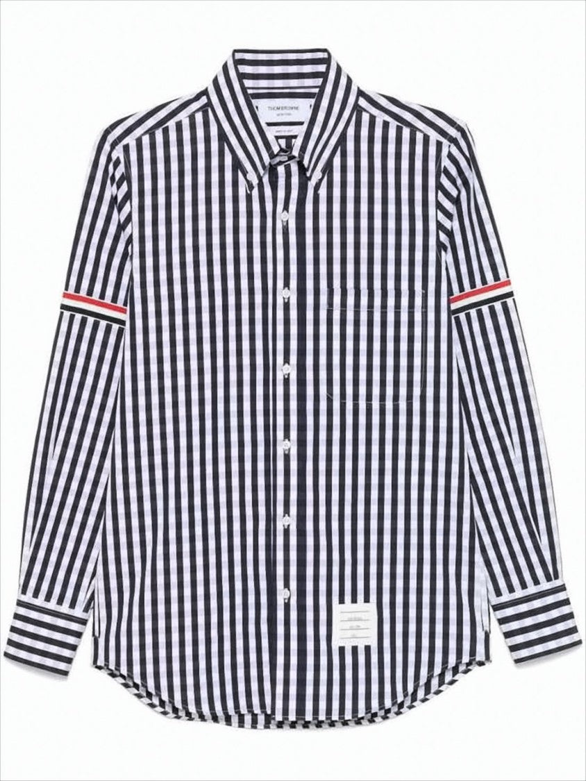 Thom Browne Navy And White Gingham Long-Sleeve Shirt
