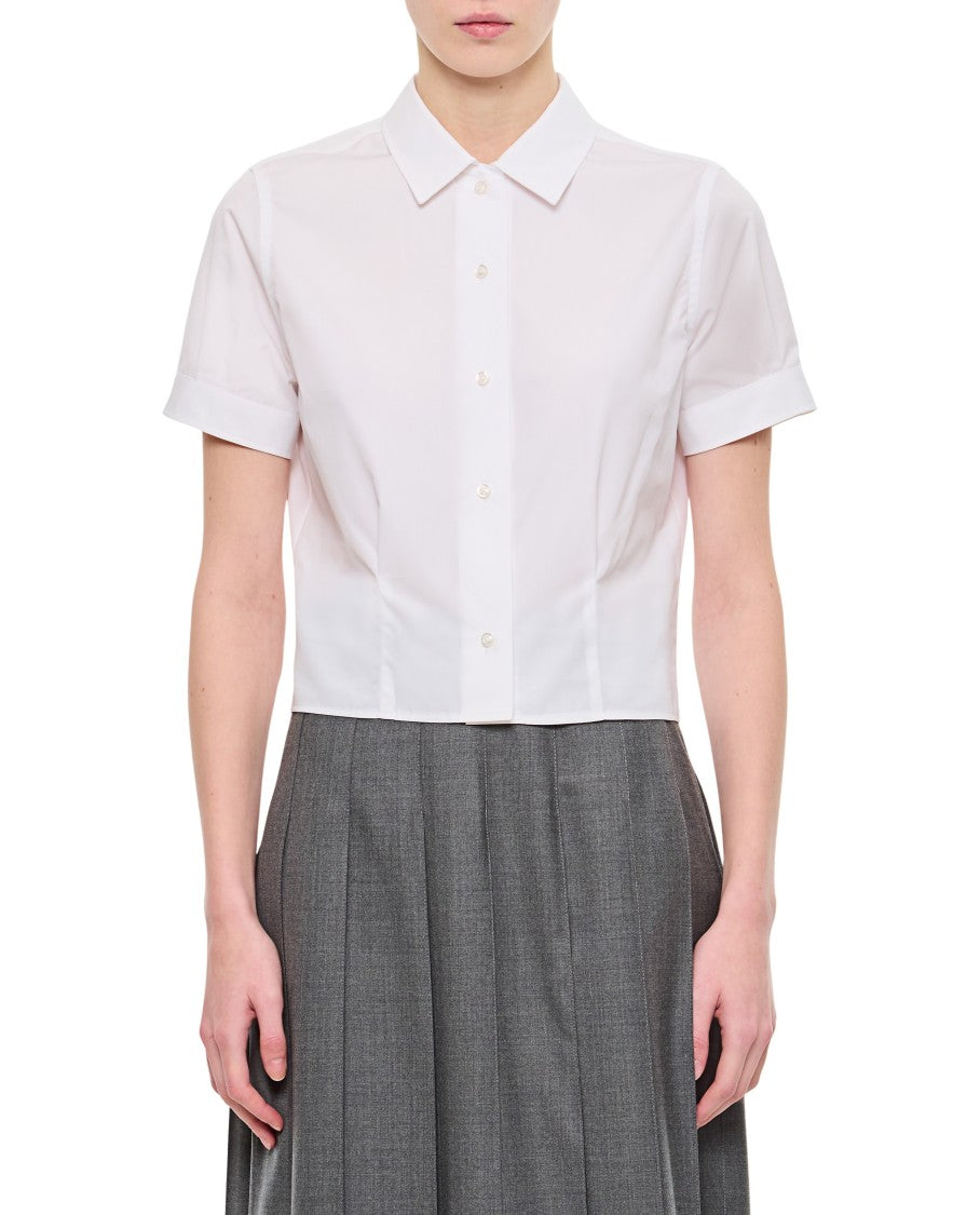 Thom Browne Short Sleeve Tucked Blouse In Poplin