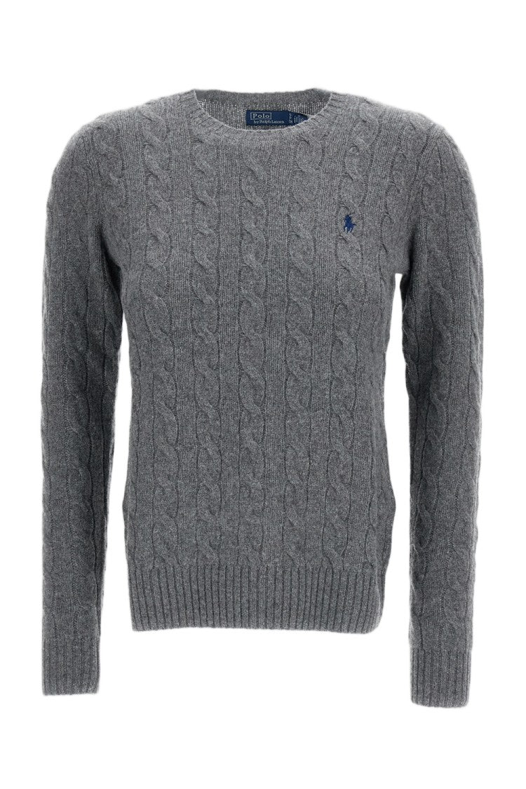 Polo Ralph Lauren Grey Cable Knit Wool-Cashmere Sweater