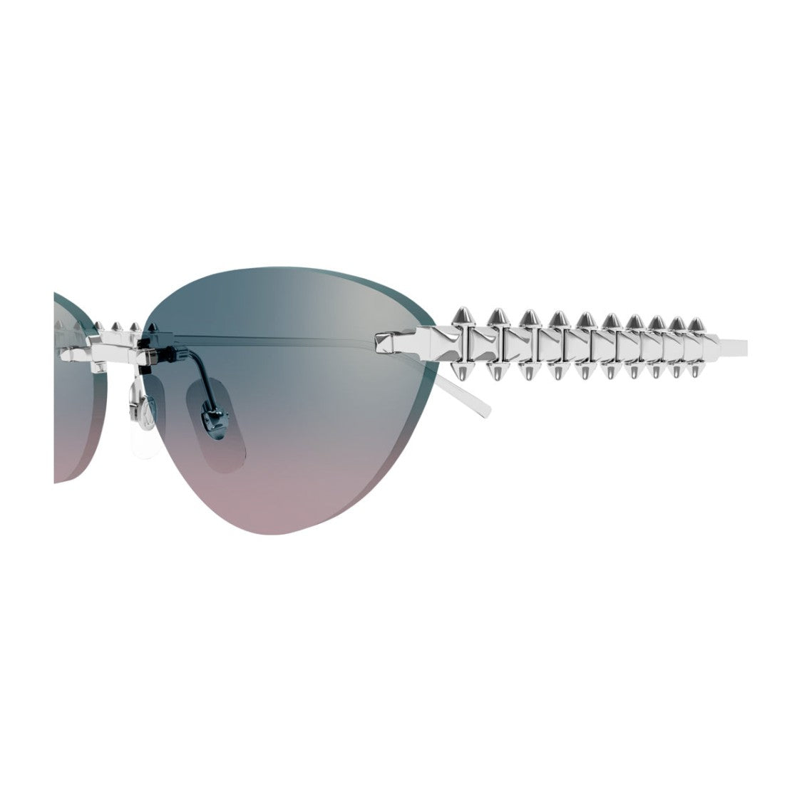 Cartier Clash De Cartier Cat-Eye Silver Light Blue Metal Sunglasses
