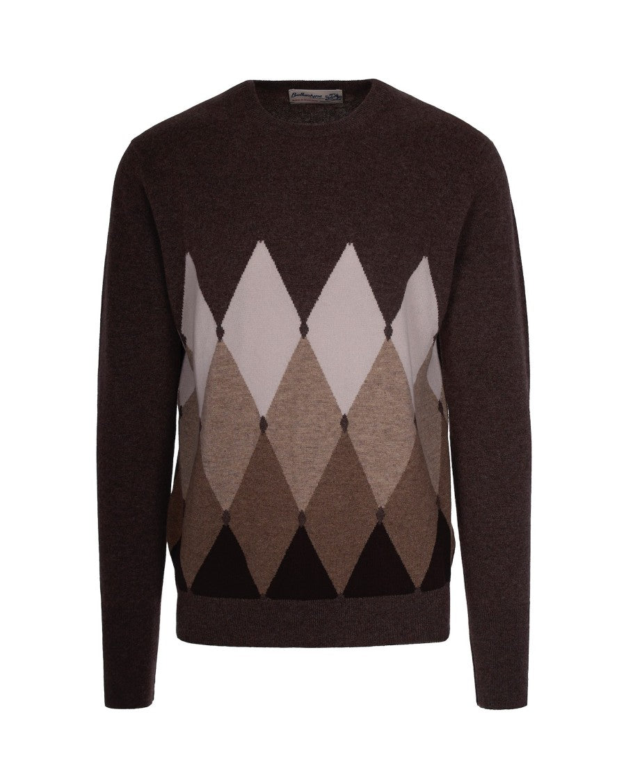 Ballantyne Brown Argyle Pattern Sweater