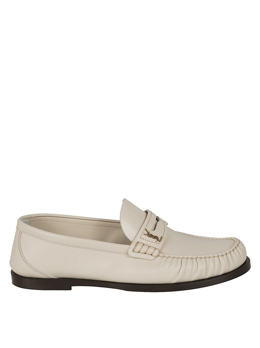 Saint Laurent Penny Loafers With Metallic Ysl Monogram