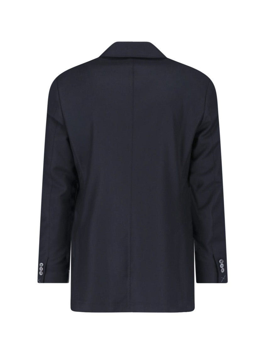Tombolini Black Virgin Wool Double-Breasted Suit