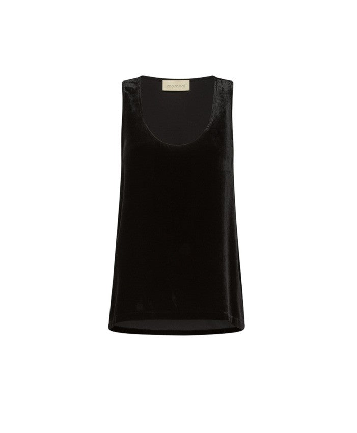 Momonì Sleek Sleeveless Top In Viscose-Silk Velvet