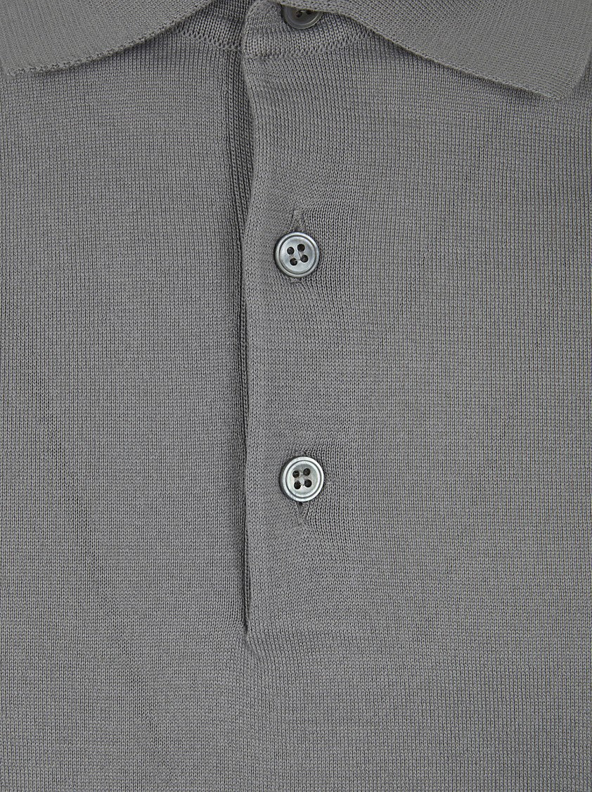 Lardini Short-Sleeve Polo Shirt With Classic Collar And Textured Finish