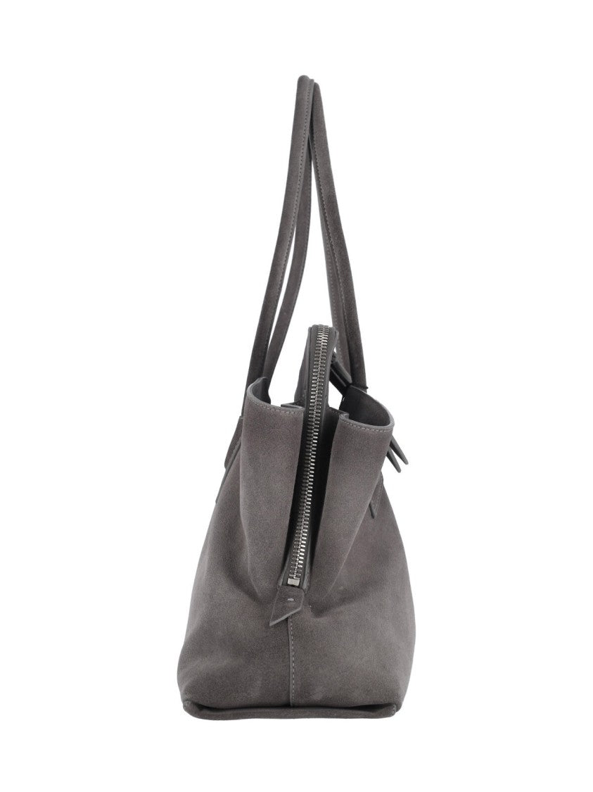The Attico "La Passeggiata" Medium Grey Suede Handbag