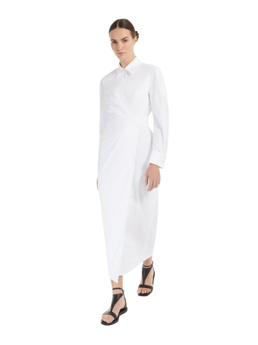 Max Mara Tailored White Wrap Dress With Intricate Pleating