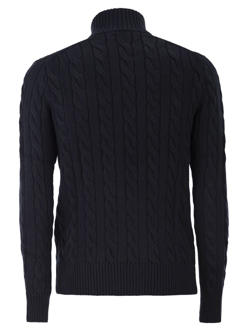Polo Ralph Lauren Cotton Cable Knit Jumper With Zip Fastening