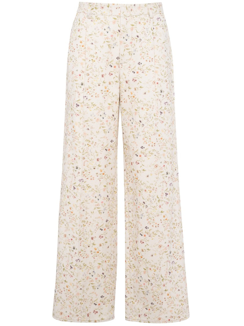 Tela Pantalone Bocciolo Wide-Leg Floral Print Pants