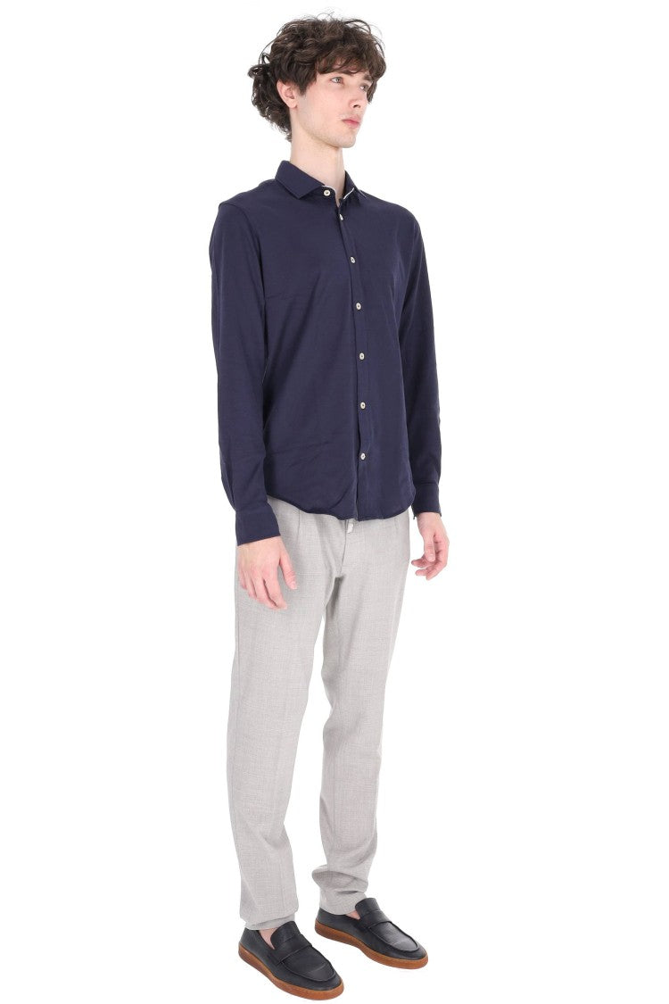 Eleventy Blue Cotton Jersey Casual Shirt
