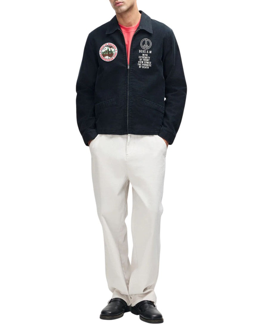 Deus Ex Machina Black Fugazi Embroidered Cotton Sateen Souvenir Jacket
