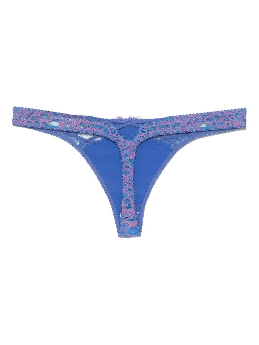 Agent Provocateur Blue Eviee Embroidered Cotton-Blend Panties