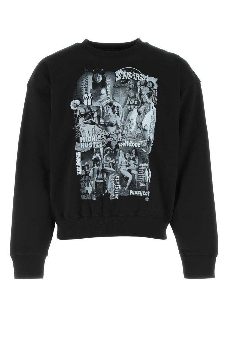 We11 Done Black Cotton Oversize Sweatshirt