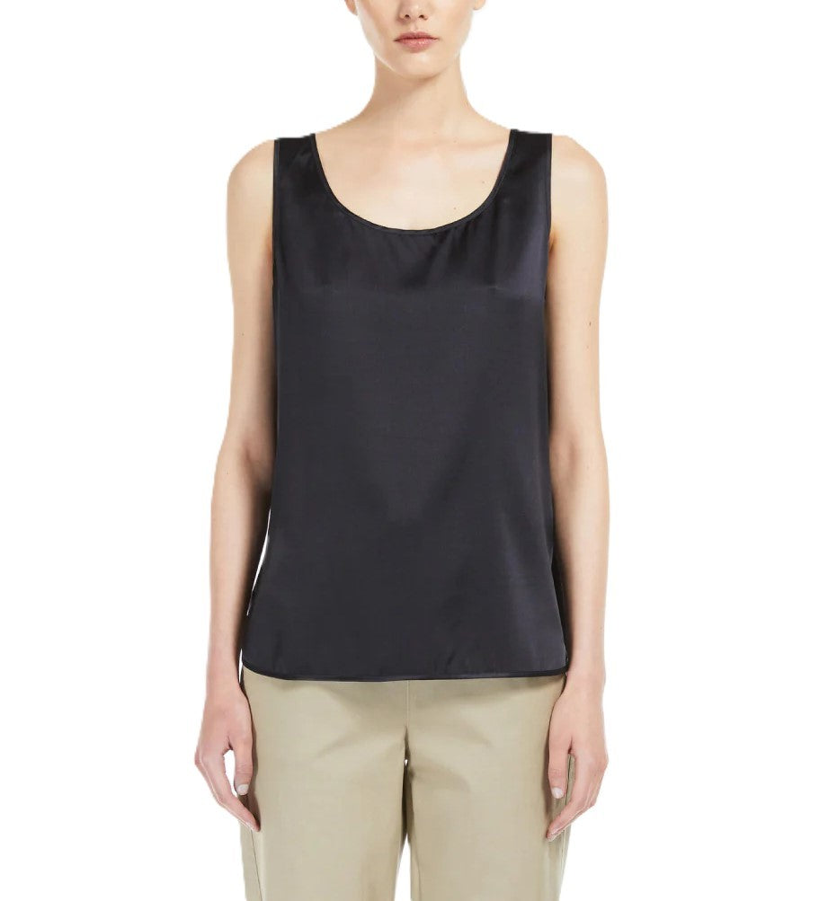 Max Mara Satin-Finish Sleeveless Top With Side Slits
