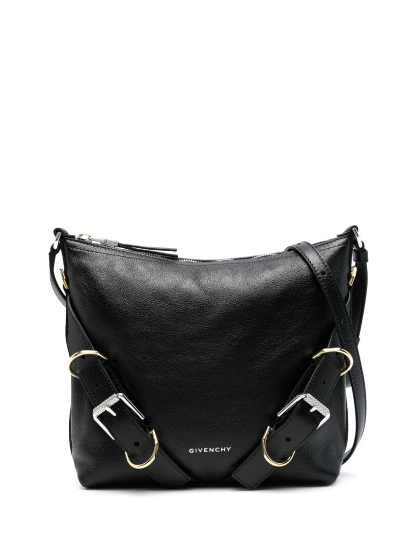 Givenchy Grained Black Calf Leather Shoulder Bag With Decorative Buckle
