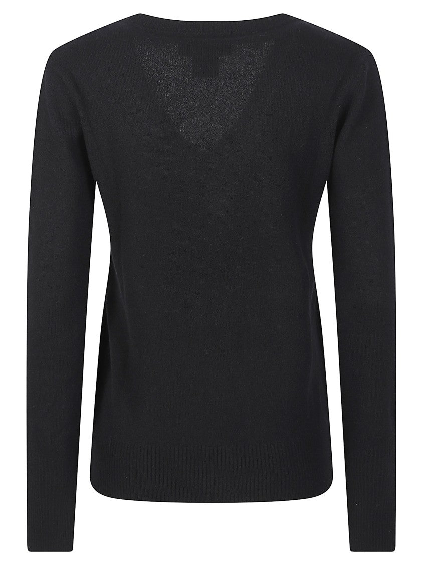 Patrizia Pepe Deep V-Neck Cashmere Ribbed Sweater