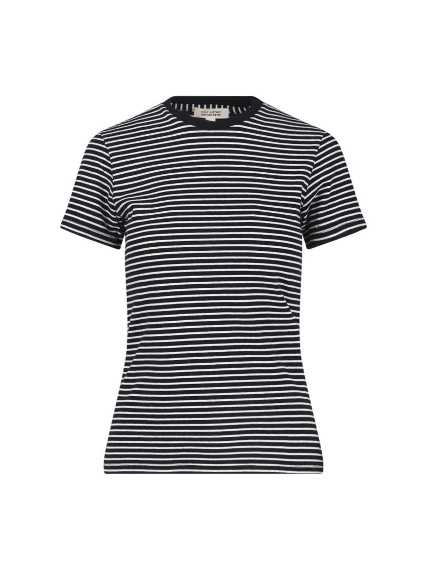 Nili Lotan Black T-Shirt With Round Neckline And Short Sleeves