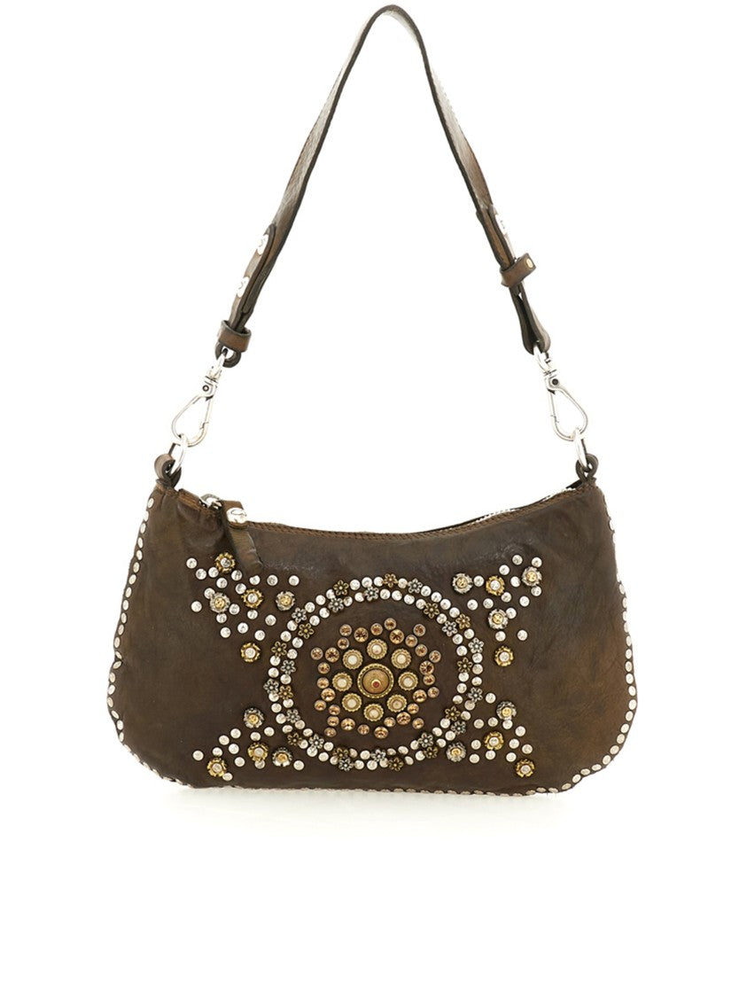 Campomaggi Teresa Textured Crescent Studded Handbag