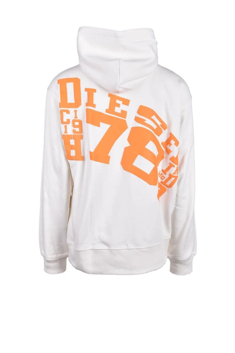 Diesel White Graphic Cotton Sweatshirt