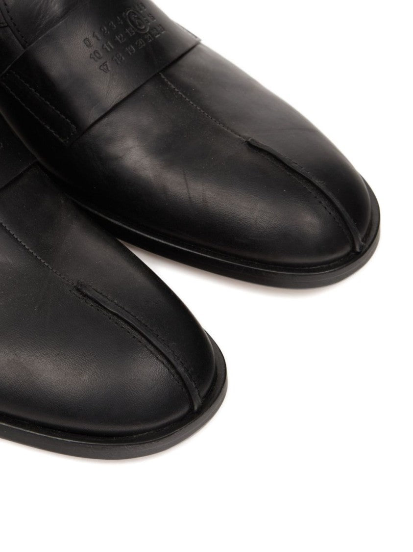 Mm6 By Maison Margiela Split-Toe Loafers In Black Calf Leather