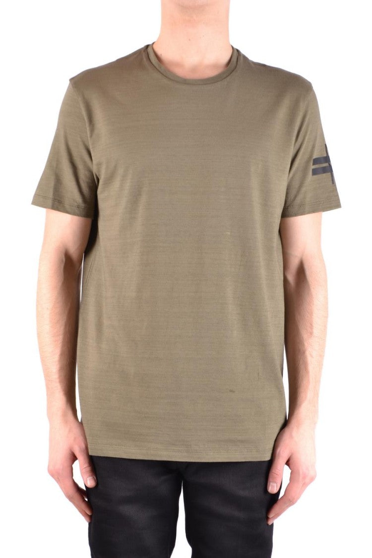 Neil Barrett Olive Green Cotton T-Shirt With Graphic Detail